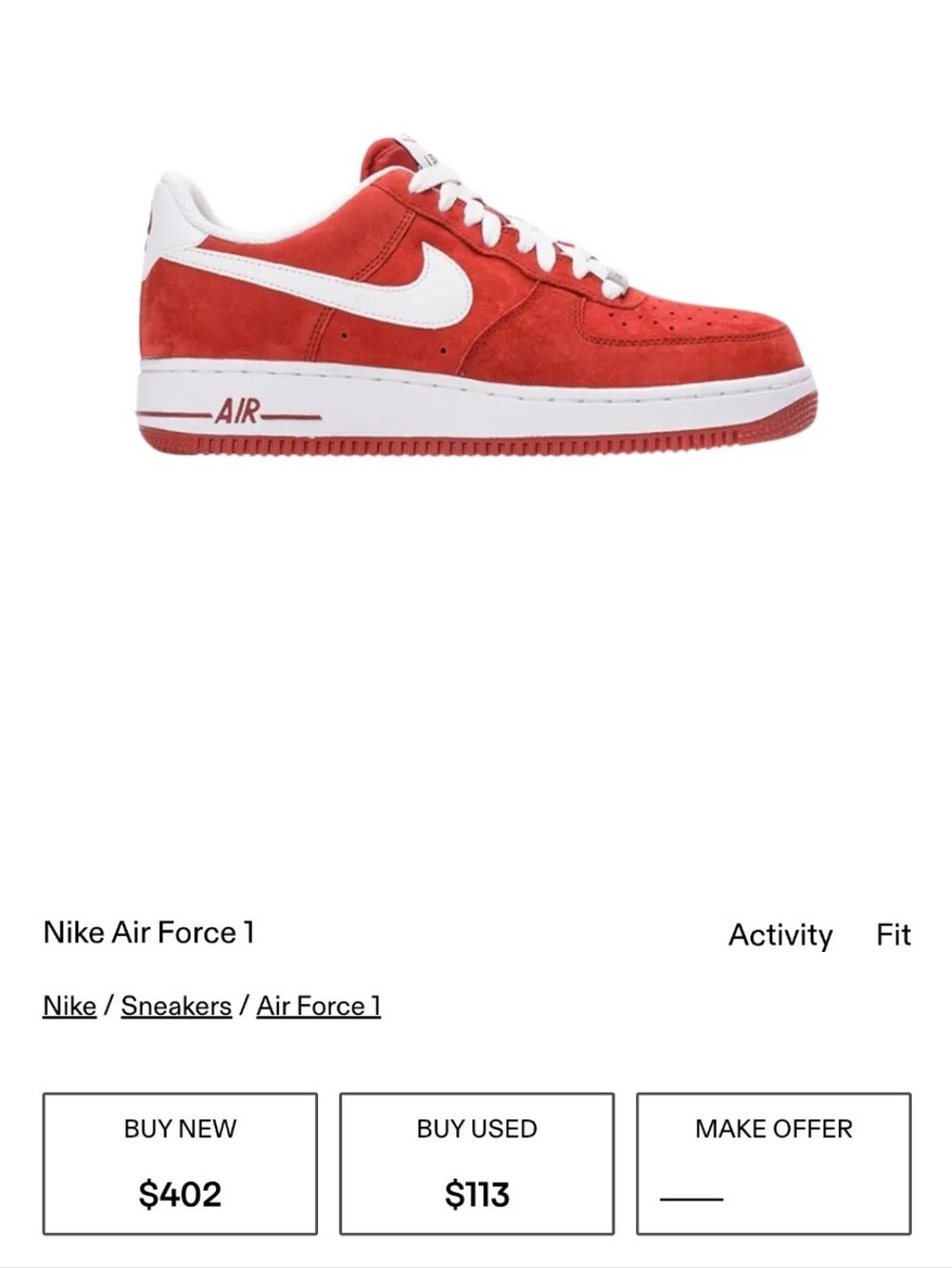Nike Air Force 1 ♤ Gym Red / White ♤ SKU 488298-620 ♤ Mens 11 ♤ BEAUTIFUL - Picture 7 of 7